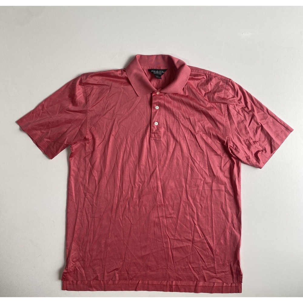 Brooks Brothers Country Club Performance Knit Polo Shirt Mens Large Pink Golf